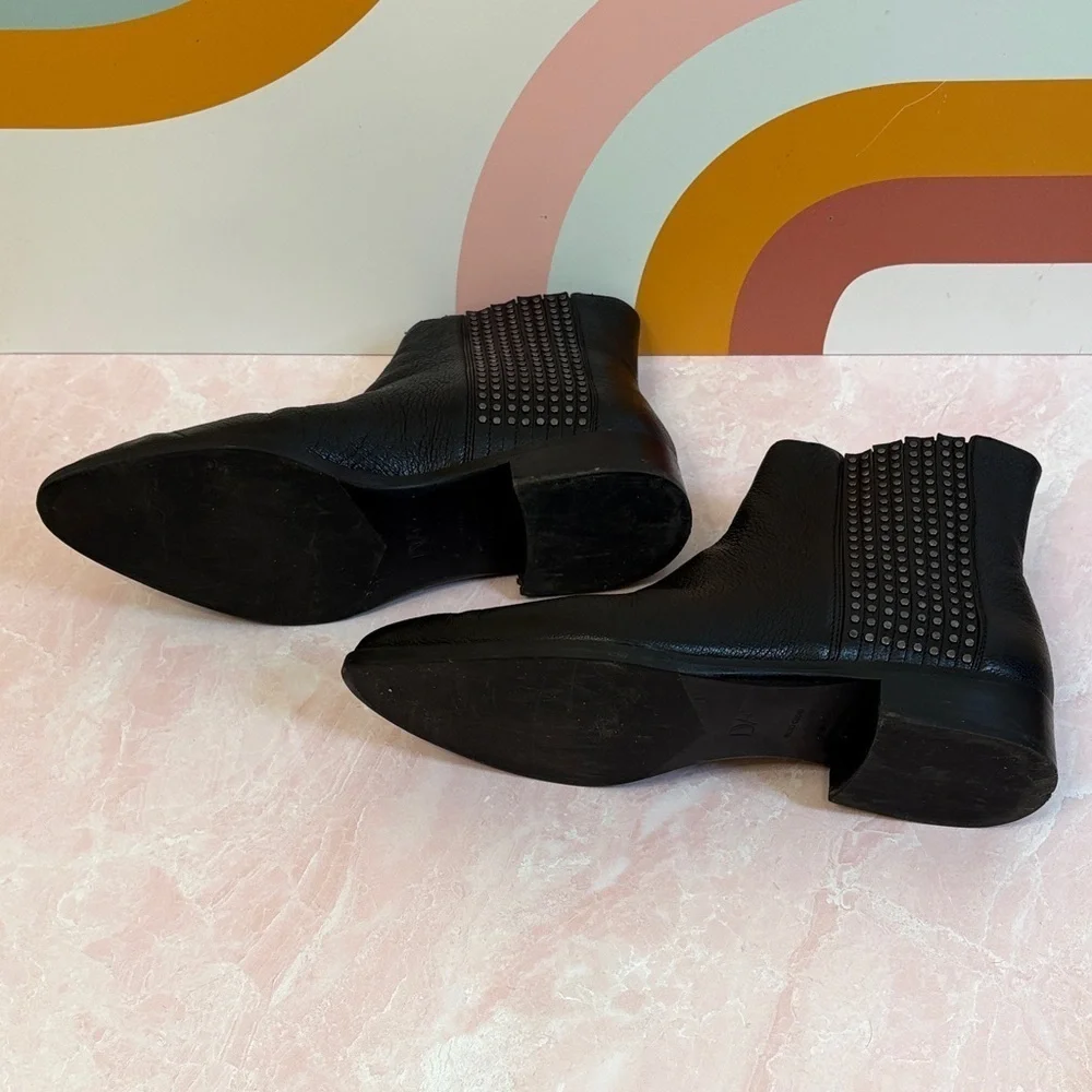 Diane Von Furstenberg Studded Black Leather Ankle Boots 7.5